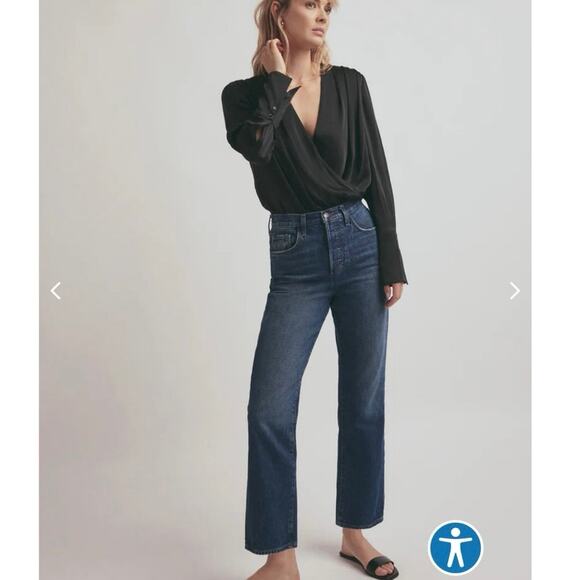 NWOT Favorite Daughter The Date Blouse in Black Satin SZ S - Picture 3 of 8